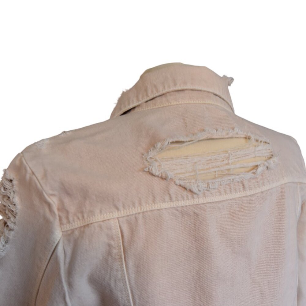 J Brand Jacket Harlow Distressed Trucker Moto Jacket Grunge Size Small Denim - Picture 4 of 15